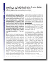 Induction in myeloid leukemic cells of genes that are expressed in different normal tissues